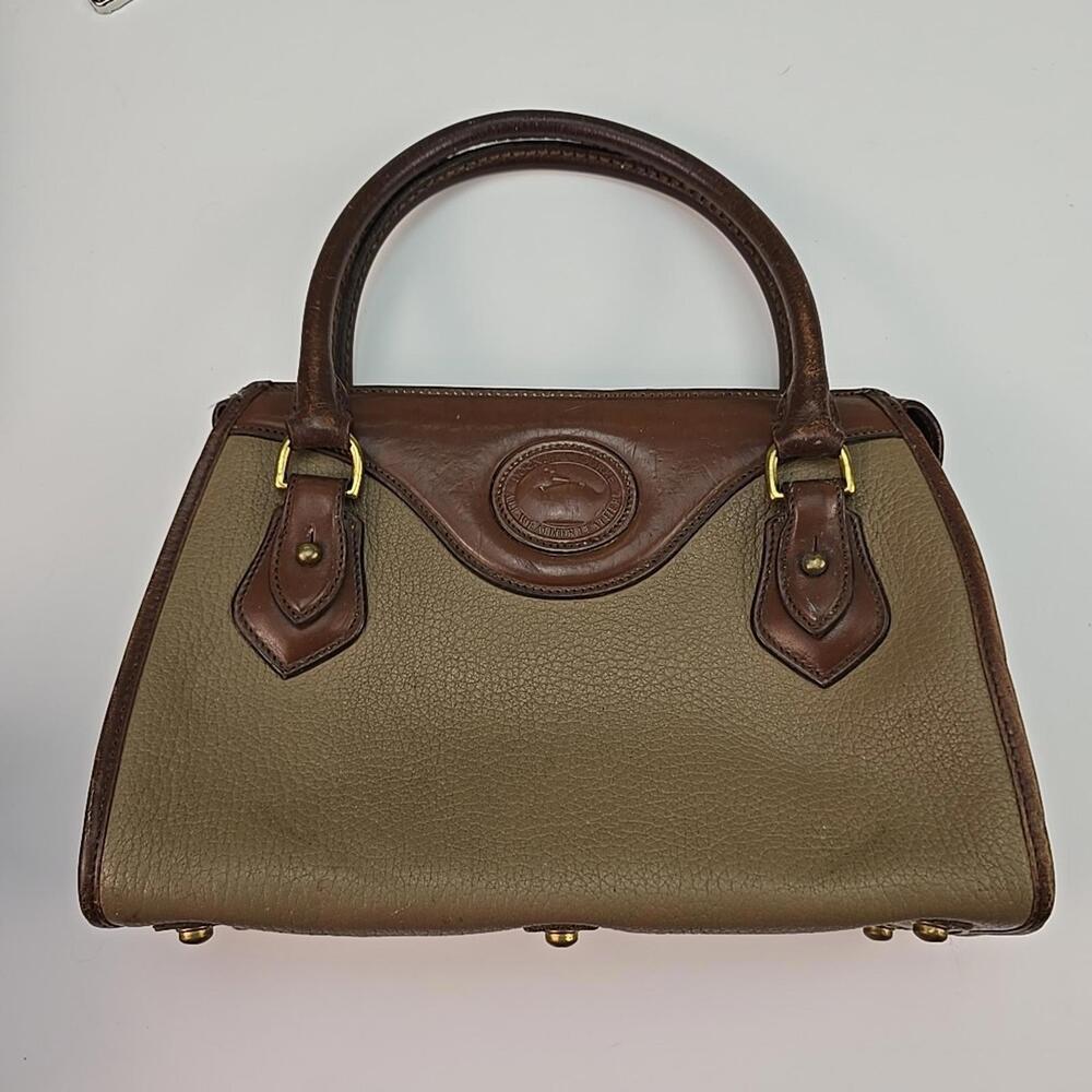 Vintage 80s Dooney & Bourke All Weather Leather Boston Satchel Bag Made in US - Picture 3 of 9